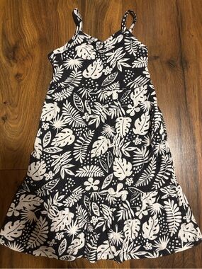Old Navy Girls’ Sleeveless Tropical Dress - Black XS